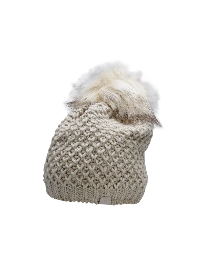 4F Pom Pom Beanie Ανδρικός Σκούφος Πλεκτός σε Μπεζ χρώμα H4Z22-CAD014-83S
