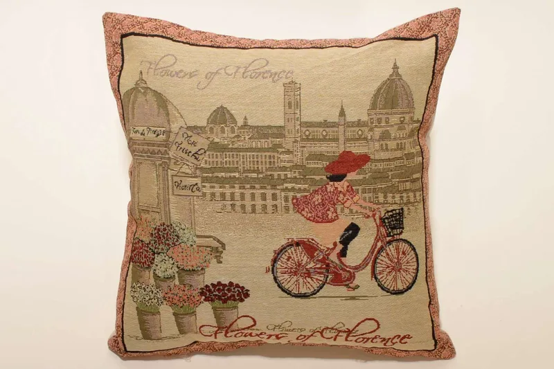 Μαξιλαροθήκη Διακόσμησης Silk Fashion Bicycle 45x45