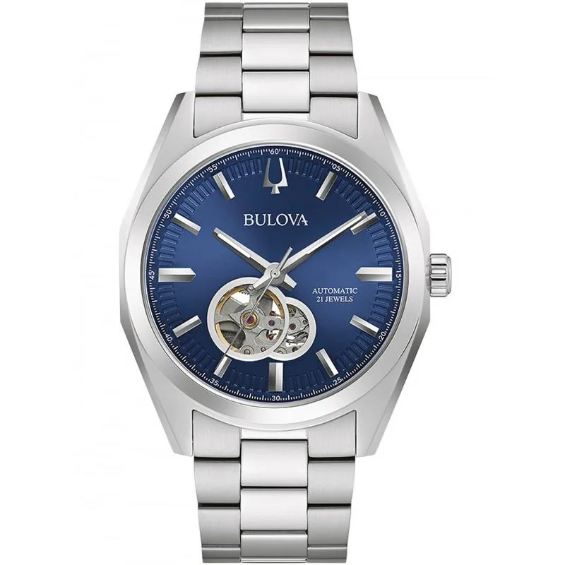BULOVA Surveyor Open Heart Automatic - 96A275 Silver case with Stainless Steel Bracelet