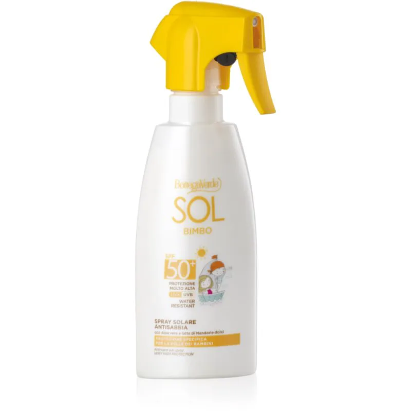 Bottega Πράσινο Sol Bimbo παιδικό αντηλιακό σπρέι με αλόη βέρα SPF 50+ 250 ml