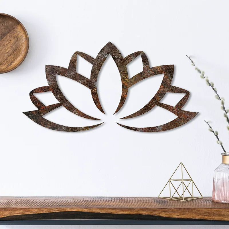 Μεταλλικό Διακοσμητικό Τοίχου Rusty Lotus 891Tnl3779 35x60 cm