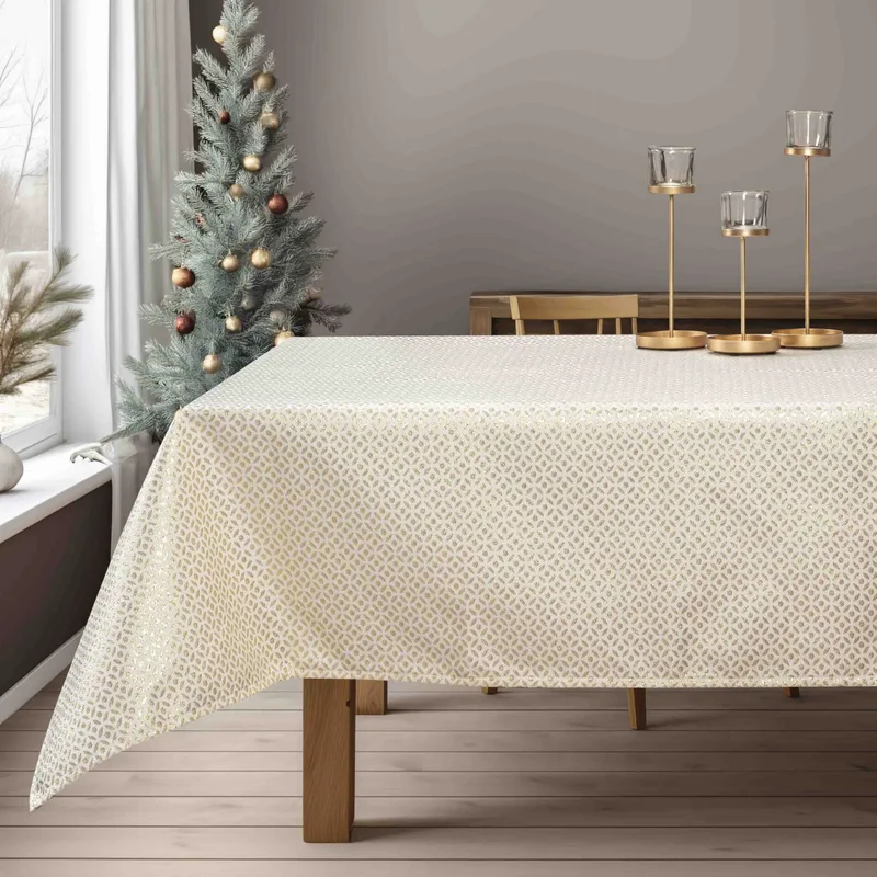 Beauty Home ΤΡΑΠΕΖΟΜΑΝΤΗΛΟ ΖΑΚΑΡ ΕΚΡΟΥ- ΧΡΥΣΟ 135 x 220 cm