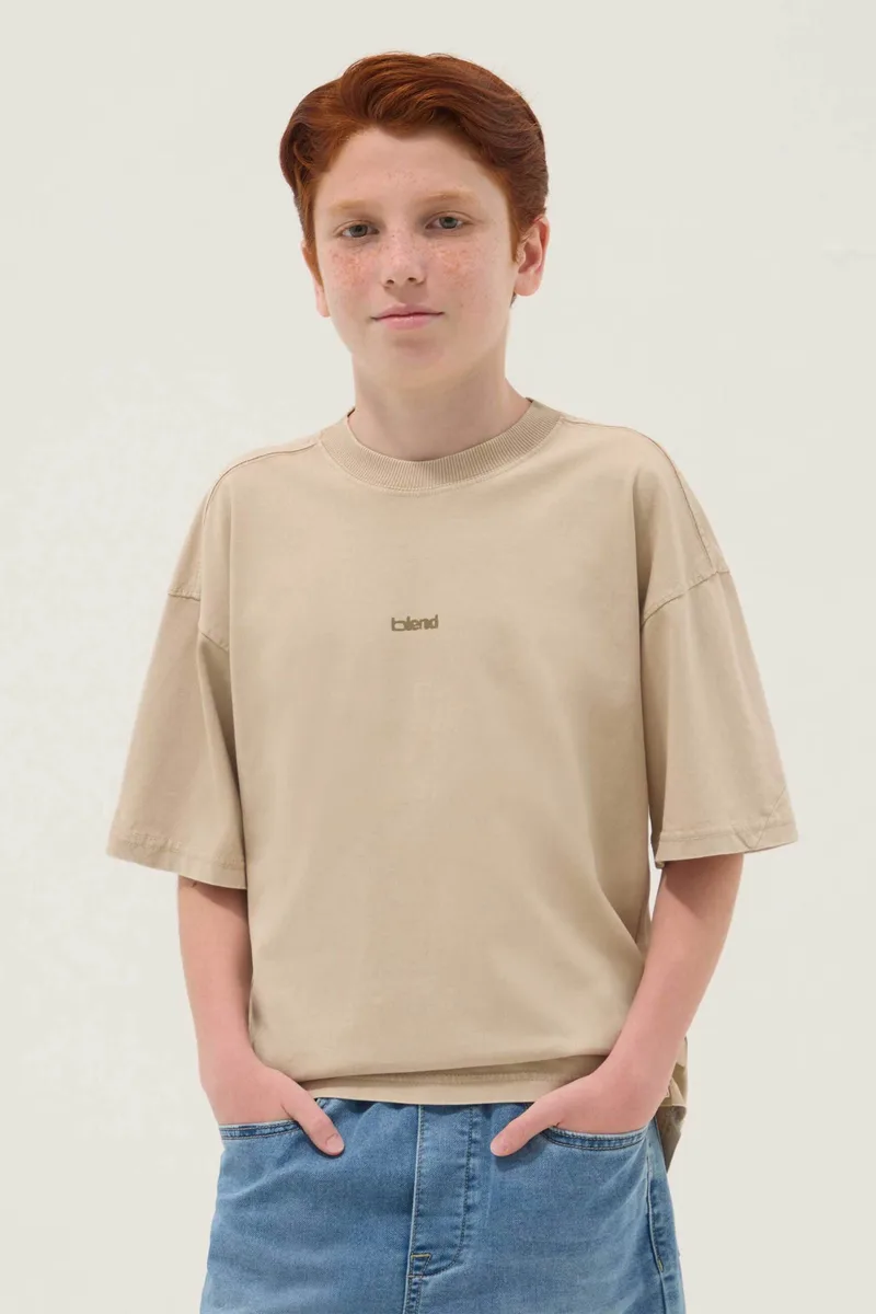 OVS παιδικό T-shirt με lettering Oversized Fit - 002613350 Μπεζ