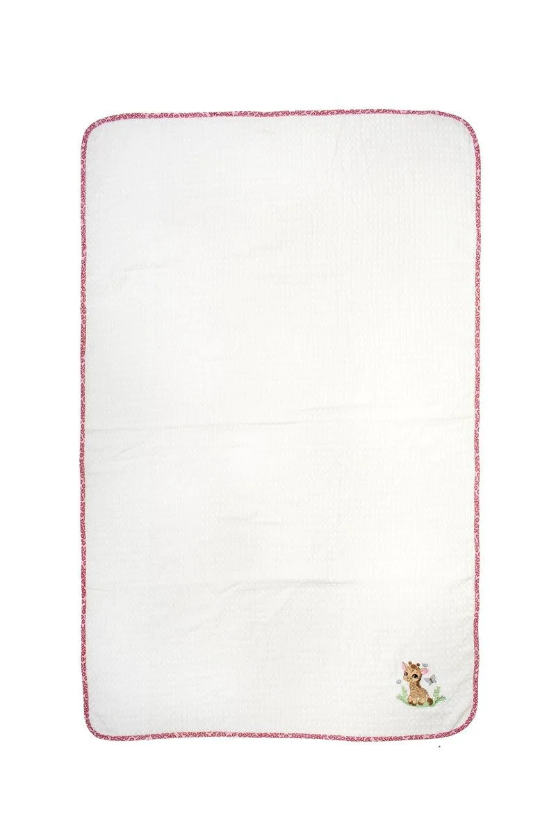Κουβέρτα Πικέ Αγκαλιάς Dimcol Giraffe 172 80X110 White-Ροζ