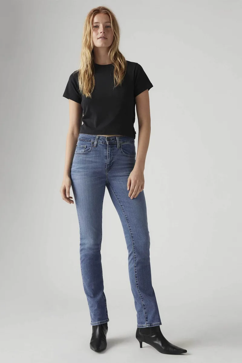Levi's® γυναικείο τζιν παντελόνι ψηλόμεσο πεντάτσεπο Straight Fit "724" - 188830204 Denim Blue