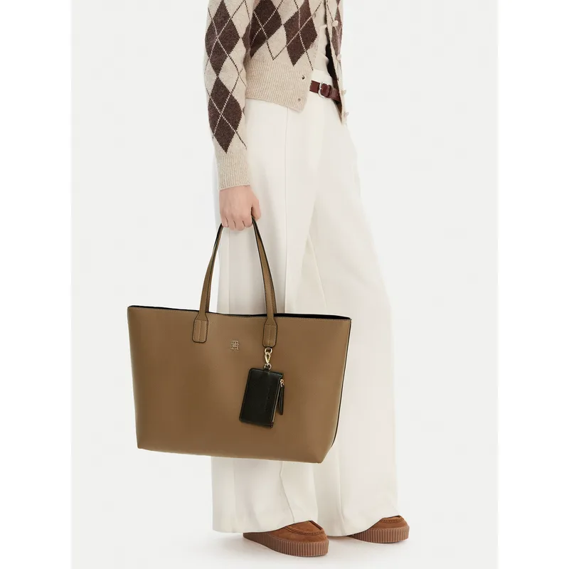Τσάντα Tommy Hilfiger Th Icon Tote AW0AW18173 Καφέ