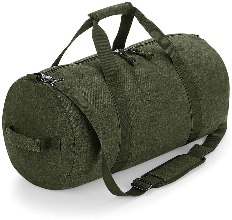 Σακ Βουαγιάζ BG655 Bag Base Vintage Canvas Barrel Bag Vintage Military Green