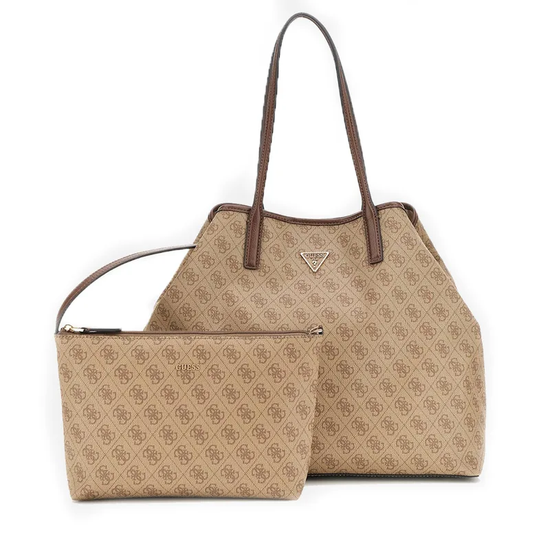 GUESS ΓΥΝΑΙΚΕΙΑ ΤΣΑΝΤΑ VICTTORIA LRG 2 IN 1 TOTE HWESG951429 LATTE LOGO/BROWN