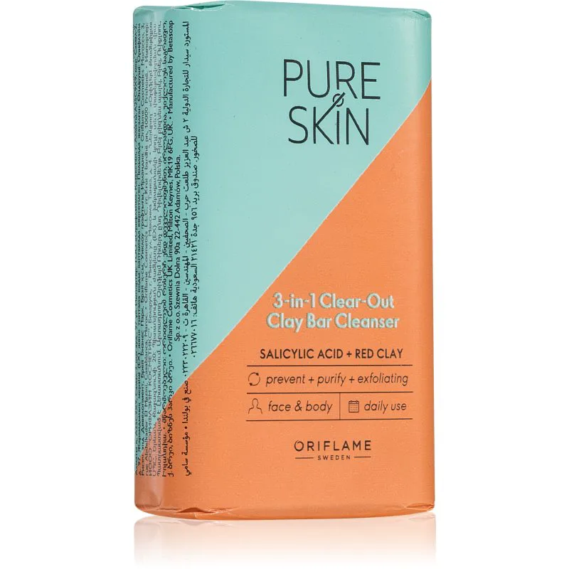 Oriflame Pure Skin καθαριστικό σαπούνι με άργιλο για πρόσωπο και σώμα 75 γρ