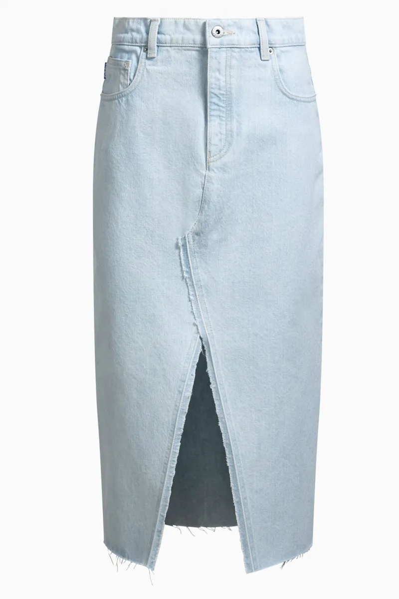 HUGO BLUE ΦΟΥΣΤΑ GALITA_1_B JEANS MIDI ΑΝΟΙΓΜΑ ΜΠΡΟΣΤΑ ΓΑΛΑΖΙΟ