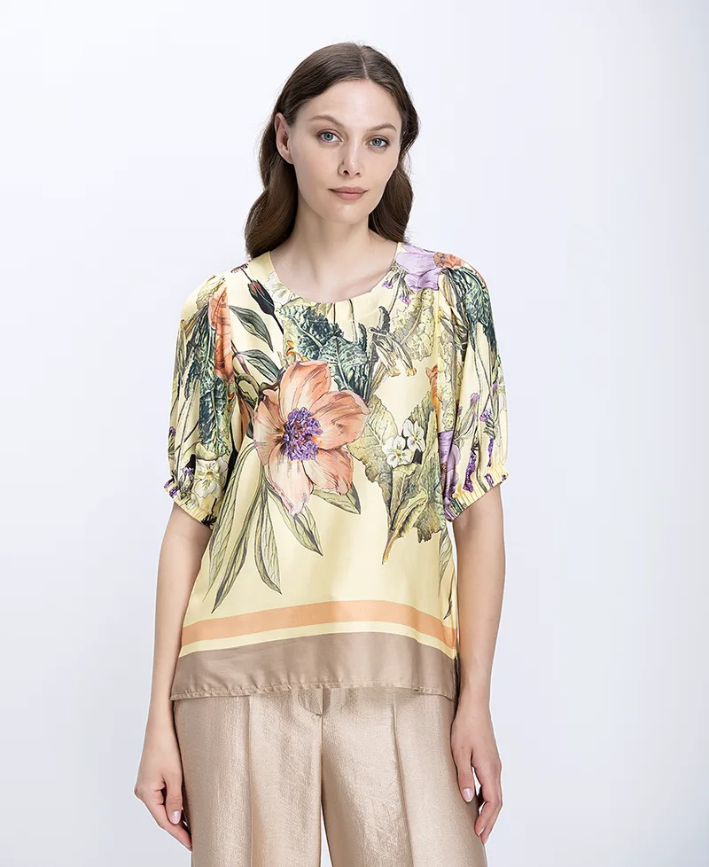 Γυναικεία Μπλούζα Floral Με Σατινέ Υφή