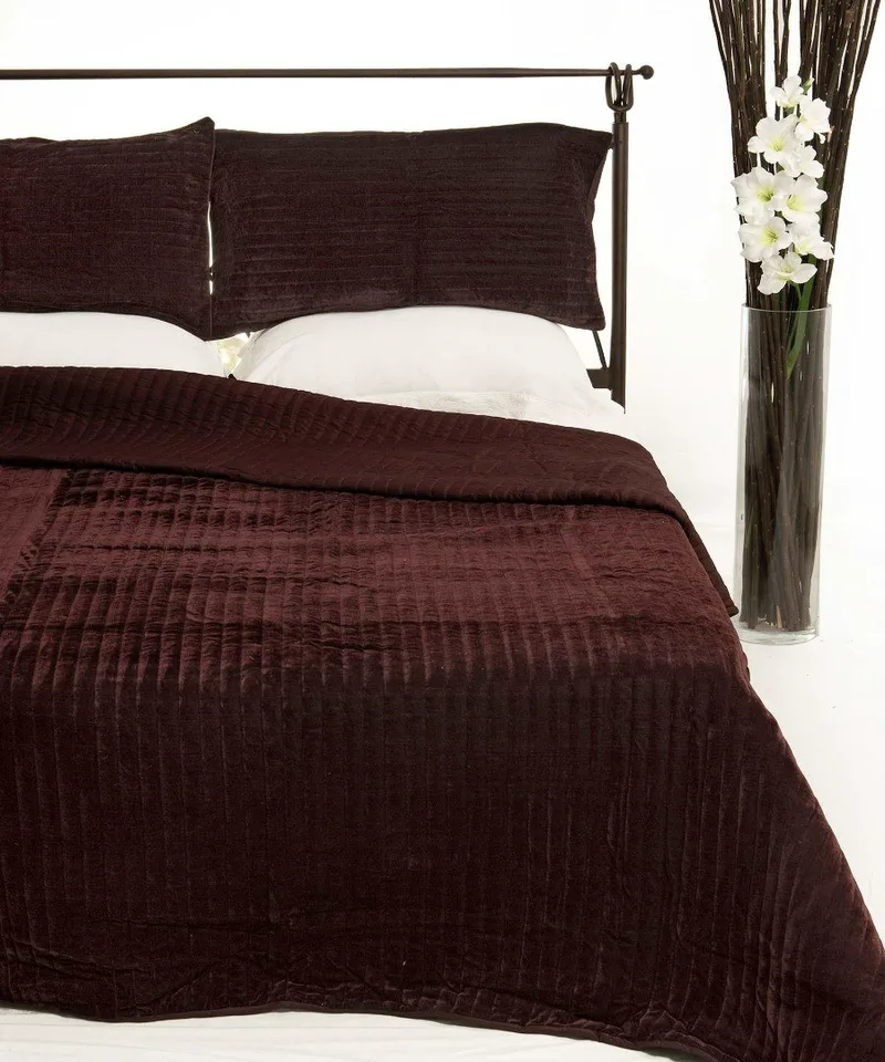 Σετ Κουβερλί Υπέρδιπλο Silk Fashion Velvet Μελιτζανί 220x240