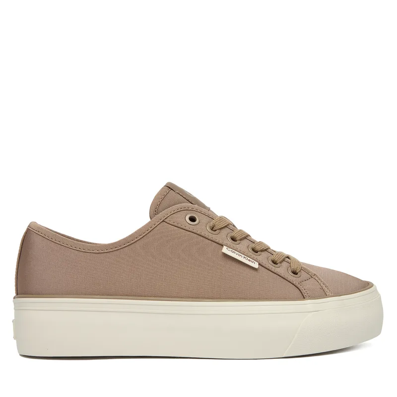 Αθλητικά Calvin Klein Vulc Flatform Lace Up Moire YW0YW02012 Καφέ
