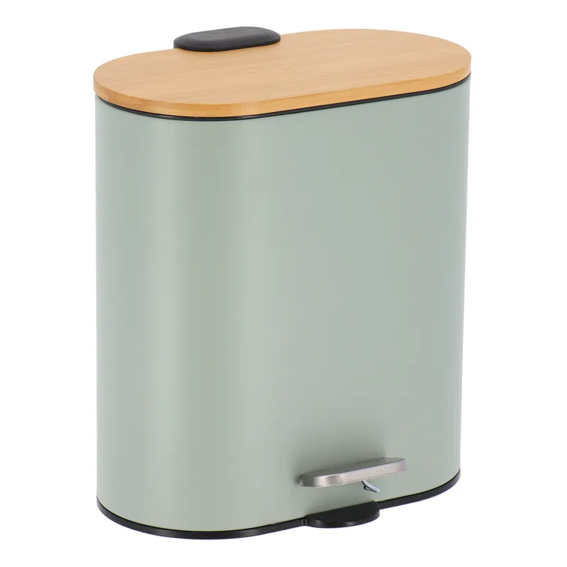 Καλάθι Απορριμμάτων Οβάλ 5L-18x25,5x28,5 Soft Close Μεταλλικό Μέντα Με Μπαμπού Καπάκι MRShome (Υλικό: Μεταλλικό, Χρώμα: Μέντα) - sealskin - sl-DS-8006B08