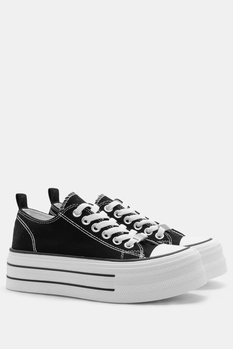 Sneakers Δίσολα με Διακοσμητική Καρδία - Μαύρο