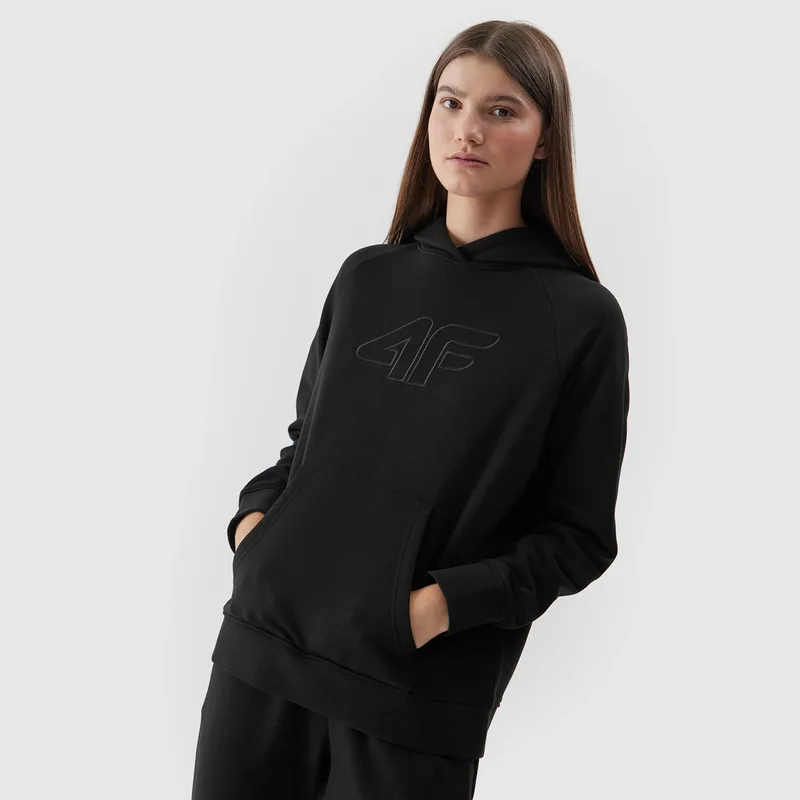 4F WOMEN'S PULLOVER HOODIE ΜΑΥΡΟ