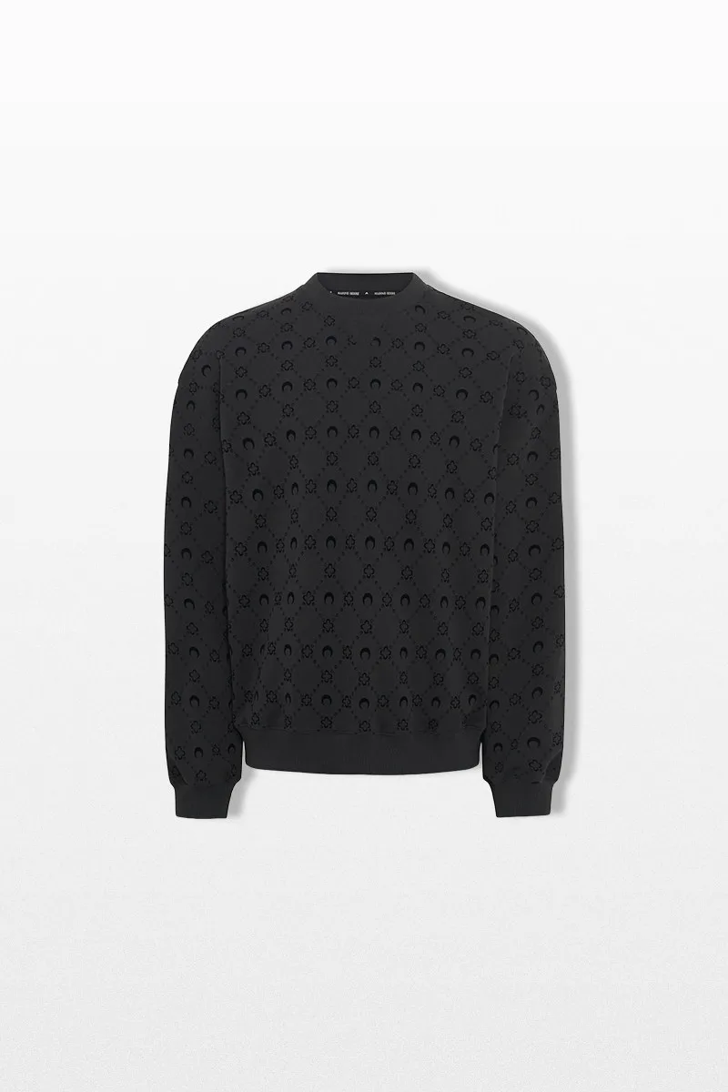 MARINE SERRE Ανδρικό Μαύρο Monogram Fleece Sweatshirt