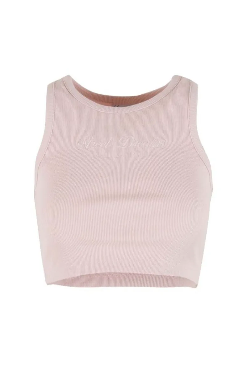Karl Kani Γυναικείο Crop Top Slogan Rib - Ροζ-KW261-020-PINK