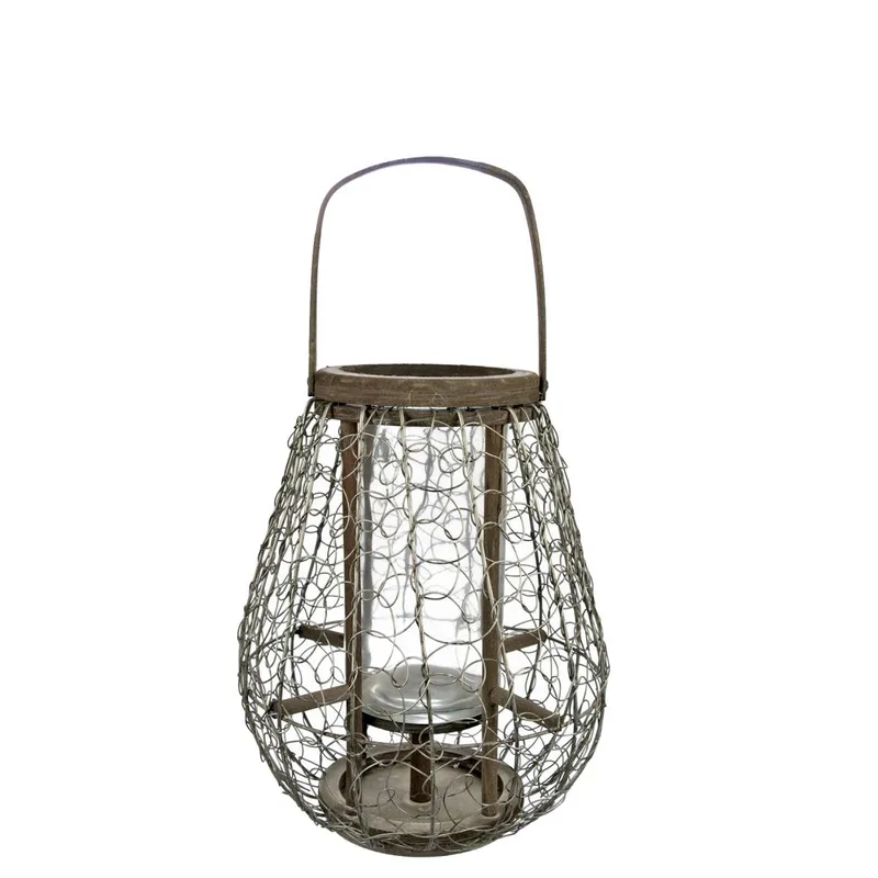 Φανάρι Bamboo-Μεταλλικό Μπεζ-Γκρι Art Et Lumiere 26x32εκ. 03098 (Υλικό: Μεταλλικό, Χρώμα: Γκρι) - Art Et Lumiere - lumiere_03098