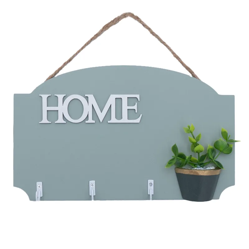 Ξύλινη Κρεμάστρα Τοίχου "Home" 3 Θέσεων σε 3 Χρώματα 25x15cm Μέντα