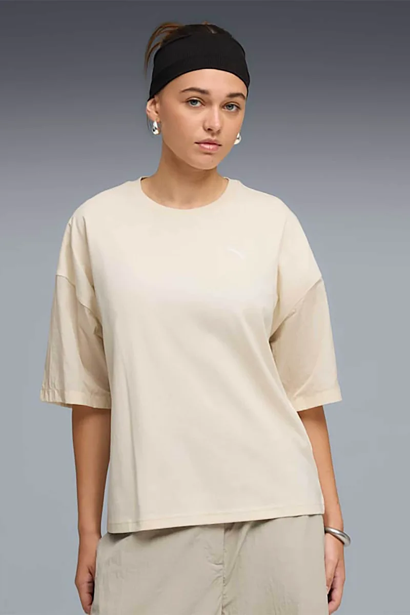 Puma γυναικείο T-shirt με λογότυπο Oversized Fit "Her" - 691883 Μπεζ