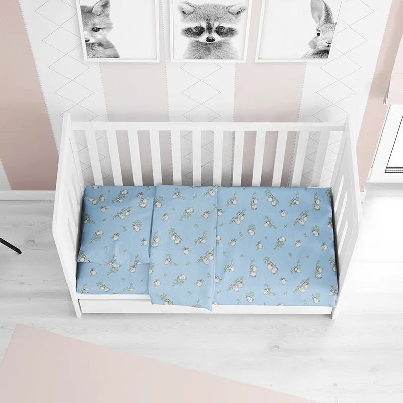Σεντόνι Φανελένιο Κούνιας 70X140+15 Dimcol Birds 14 Sky Blue Με Λάστιχο (70x140+15)