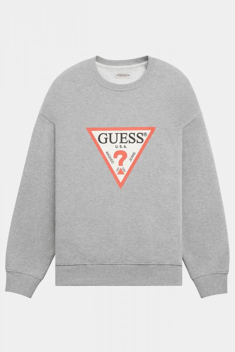 GUESS JEANS ΦΟΥΤΕΡ CREWNECK OVERSIZED FIT LOGO ΓΚΡΙ
