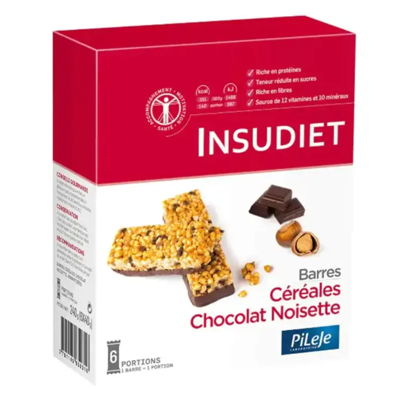 Insudiet Cereal Chocolate Hazelnut Bar x6