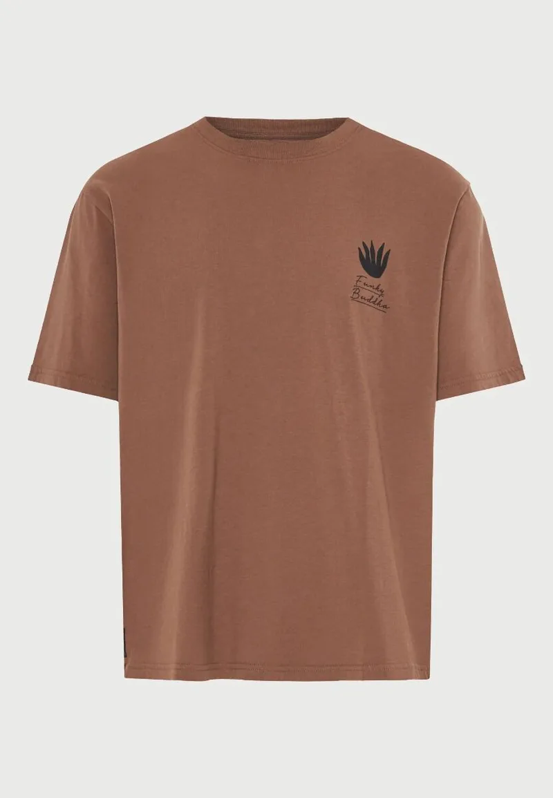 Funky Buddha Ανδρικό T-shirt με τύπωμα στην πλάτη FBM013-052-04 Καφέ