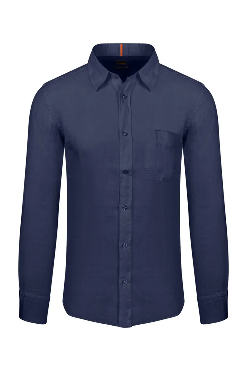 BOSS CASUAL ΠΟΥΚΑΜΙΣΟ ΛΙΝΟ REGULAR FIT RELEGANT 6 ΜΠΛΕ