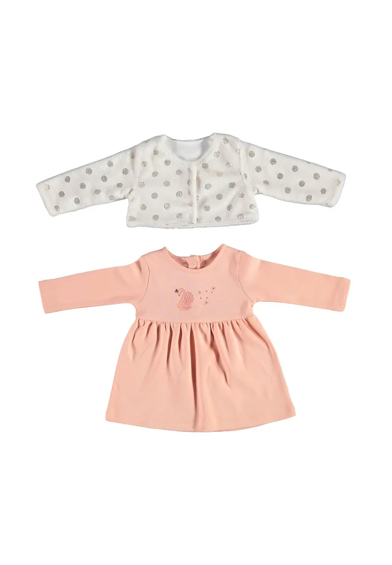 Βρεφικό φορεματάκι με γούνινο μπολερό Swan 76027
