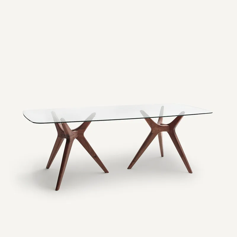 Τραπέζι ορθογώνιο με γυαλί Maricielo Μ100xΠ220xΥ75cm