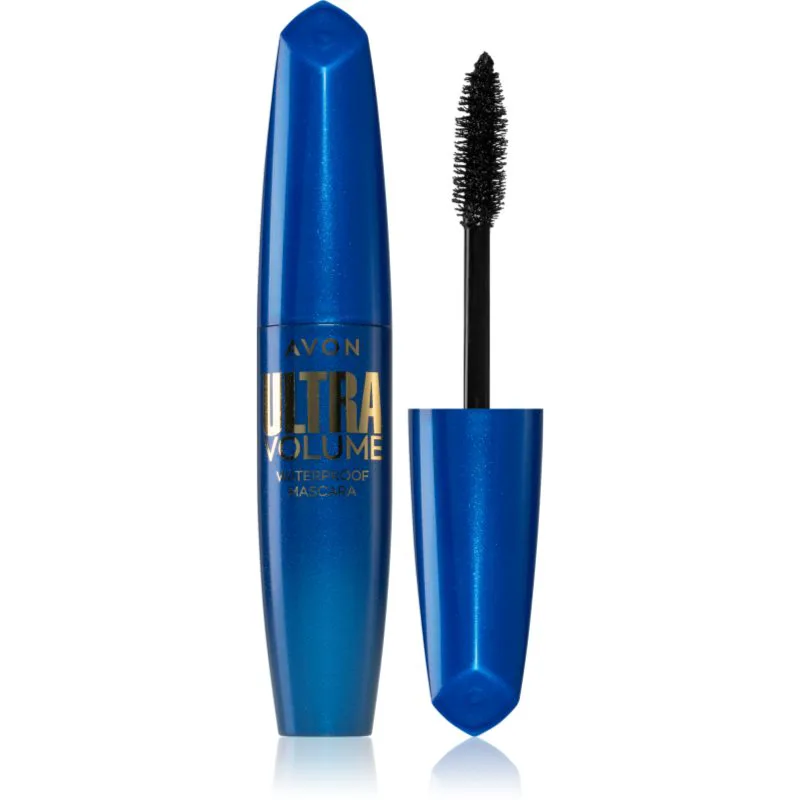 Avon Ultra Volume αδιάβροχη μάσκαρα για όγκο και περιστροφή των βλεφαρίδων απόχρωση Blackest Black 10 ml