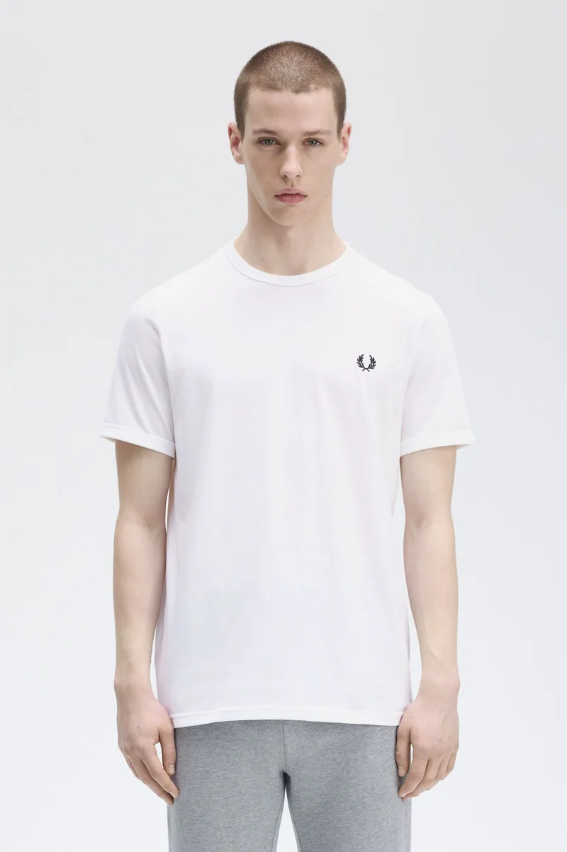 Fred Perry Ανδρική Μπλούζα Ringer T-Shirt M3519-100 Λευκό