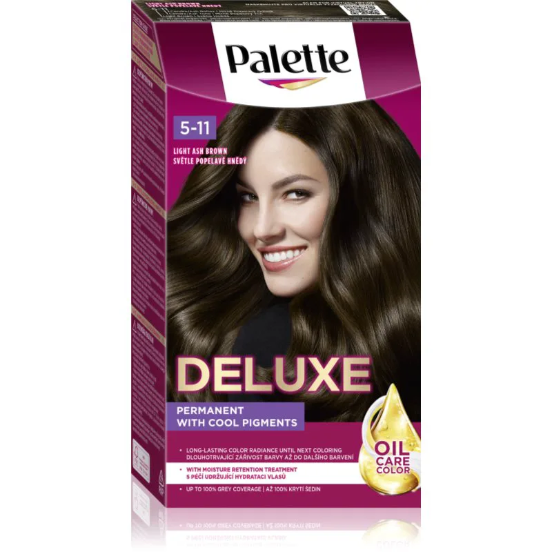 Schwarzkopf Palette Deluxe μόνιμη βαφή μαλλιών απόχρωση 5-11 Light Ash Brown 1 τμχ