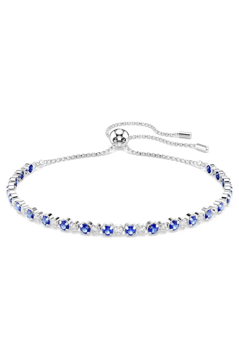 Swarovski γυναικείο βραχιόλι μικτές στρογγυλές κοπές, μπλε, επιμετάλλωση ροδίου "Tennis Matrix" - 5725854