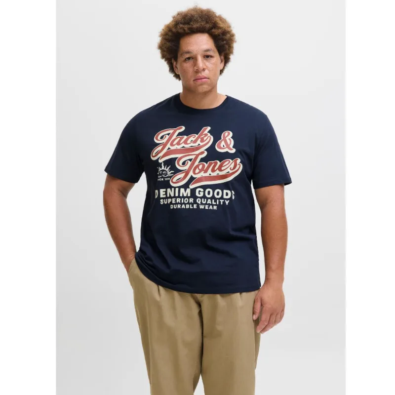 Jack & Jones "Logo Tee" σε Plus fit γραμμή,με μεταξοτυπία - Sky Captain