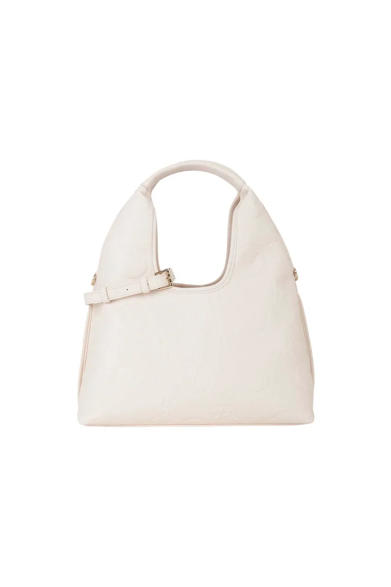 Valentino γυναικεία τσάντα shopper με ανάγλυφο λογότυπο "Samba Re" - 73LVBS8ZG02/SAM Εκρού