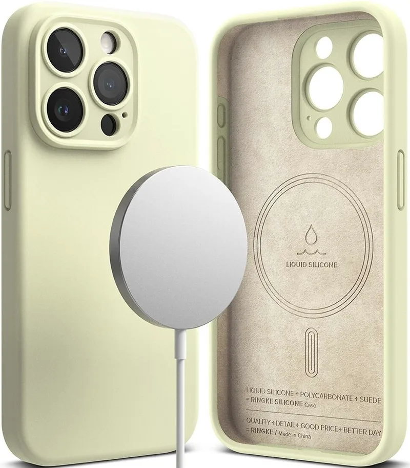 Ringke Silicone Magnetic - Ανθεκτική MagSafe Θήκη Σιλικόνης - Apple iPhone 15 Pro Max - Sunny Lime (8809919307109)