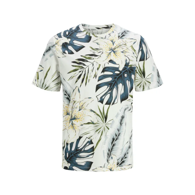 Jack & Jones "Hawaii Aop Tee",digital print t-shirt σε plus fit γραμμή - Cloud Dancer