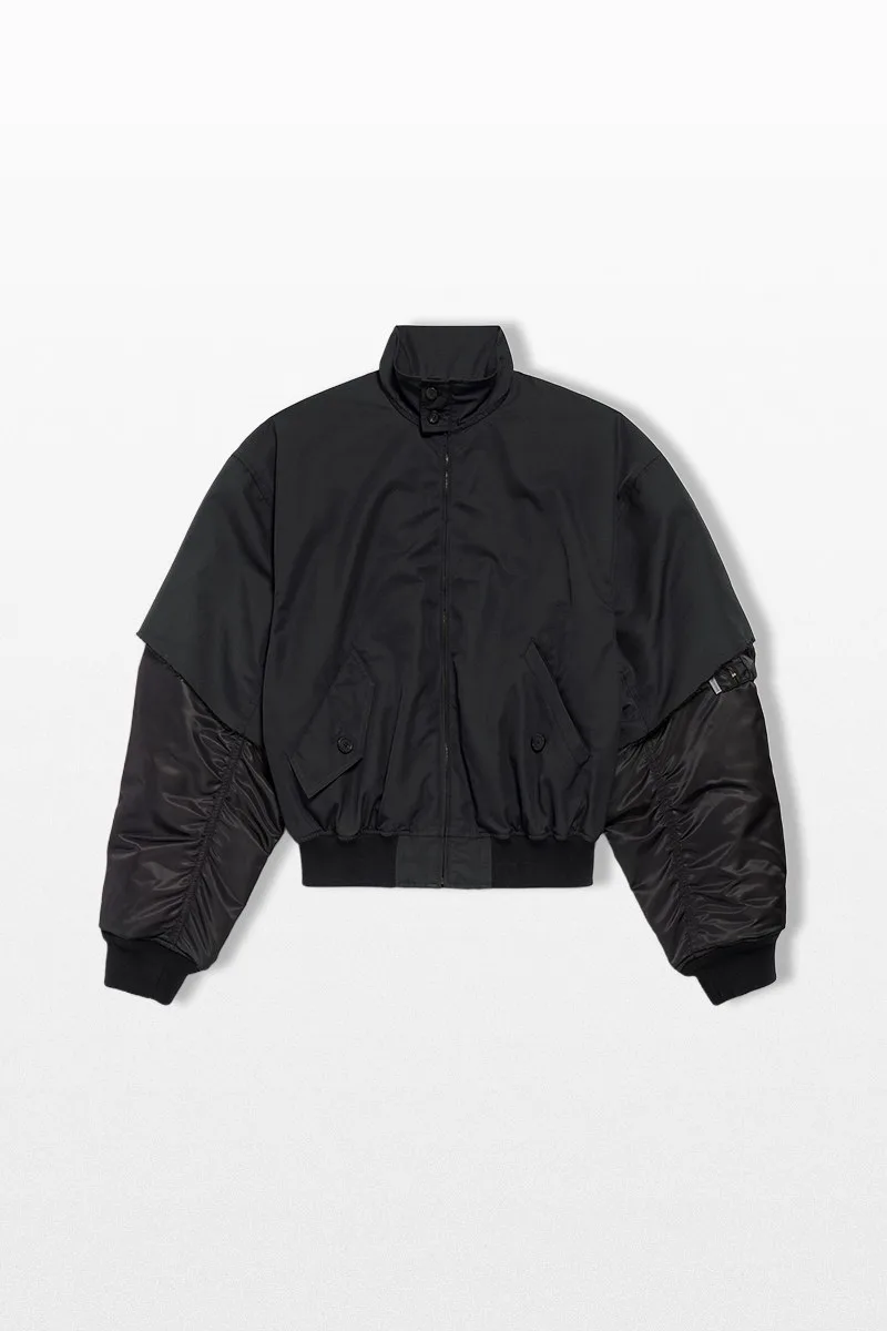 BALENCIAGA Ανδρικό Μαύρο Hybrid Harrington Jacket