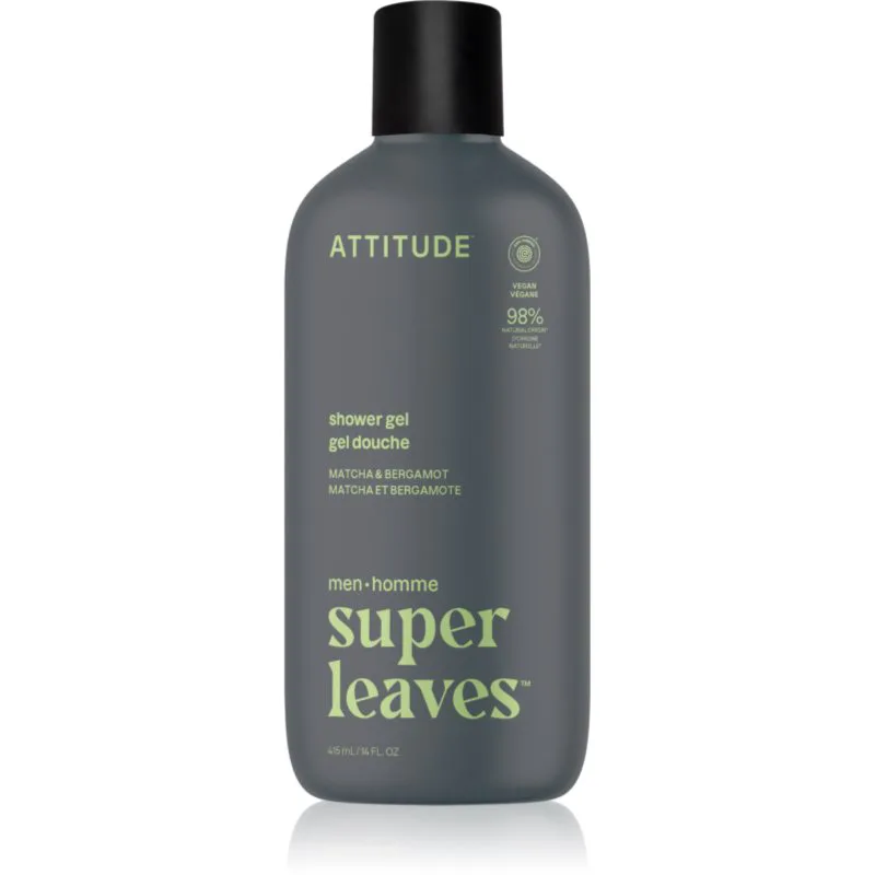 Attitude Super Leaves Men Shower Gel τζελ για ντους για άντρες Matcha & Bergamot 415 ml