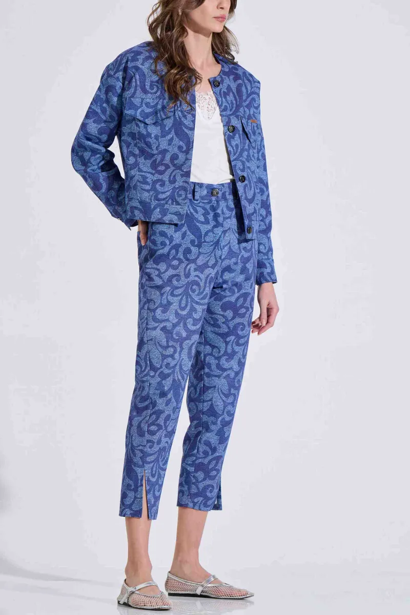 Bill Cost γυναικείο τζιν παντελόνι cropped με all-over print - 10-200181-0 Denim Blue Σκούρο