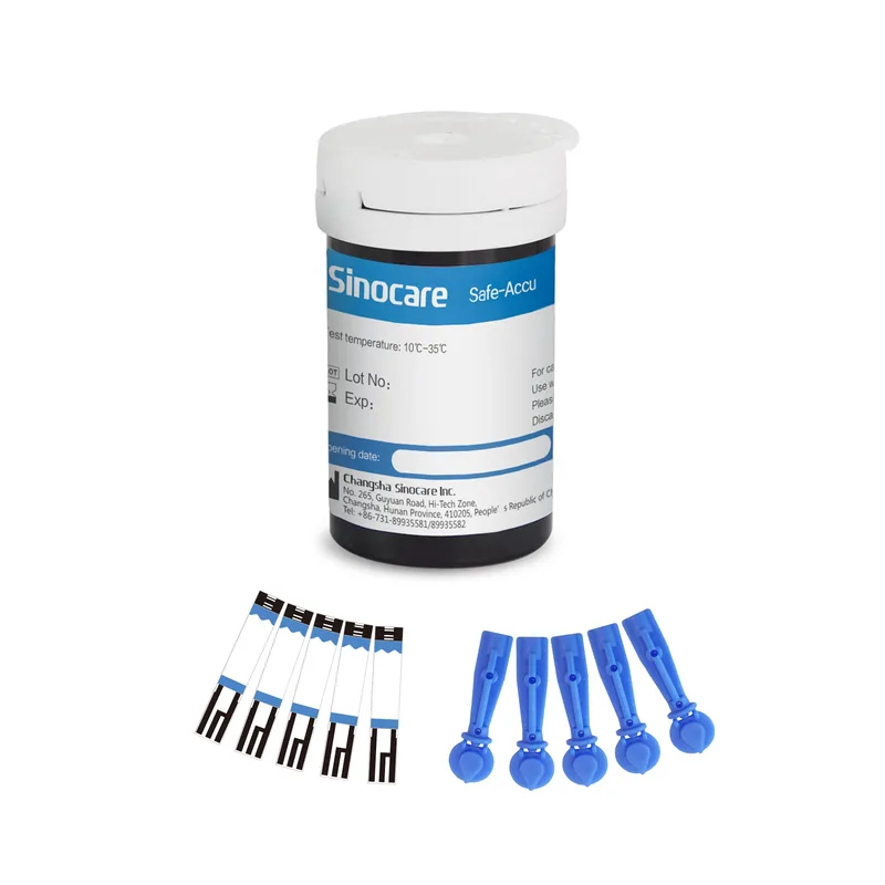 Sinocare Safe Accu Blood Glucose Monitor with Large Memory Capacity, High-cost Performance | No Meter+Only 100pcs×(strips+lancets) | mmol/l