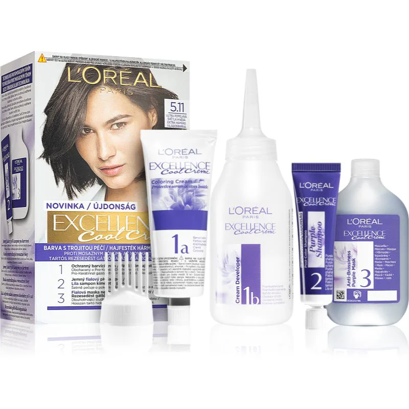 L’Oréal Paris Excellence Cool Creme βαφή μαλλιών απόχρωση 5.11 Ultra Ash Light Brown 1 τμχ