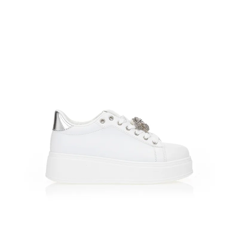 Sneakers με ασημί μέλισσα και στρας ΑΣΗΜΙ