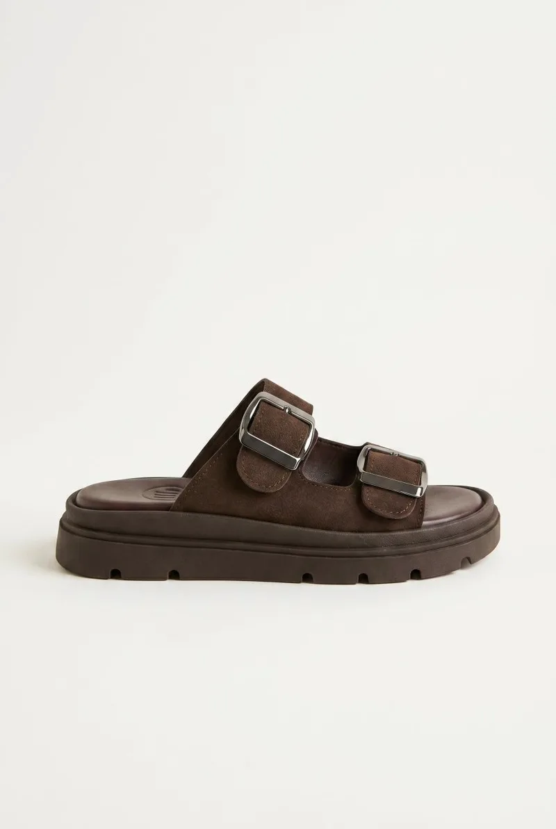 TFP Buckle Sandals - 519 - Brown Suede