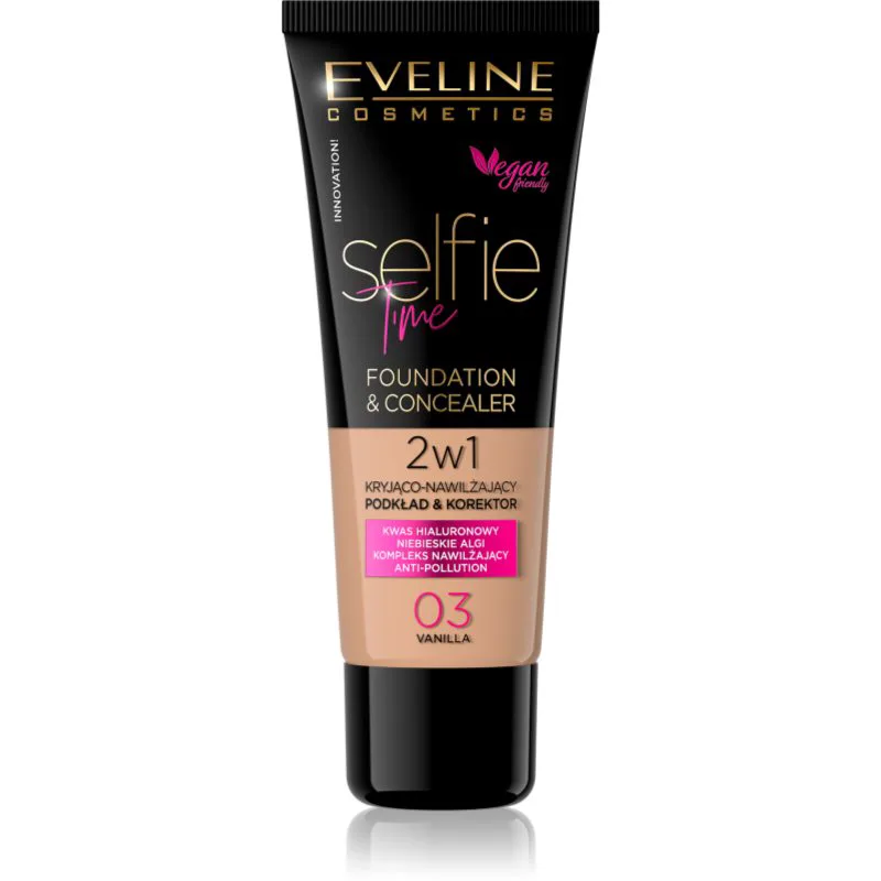 Eveline Cosmetics Selfie Time μεικ απ και διορθωτής 2 σε 1 απόχρωση 03 Vanilla 30 ml