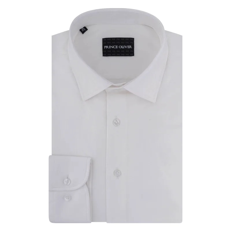 Prince Oliver Πουκάμισο Λευκό 100% Cotton (Modern Fit)
