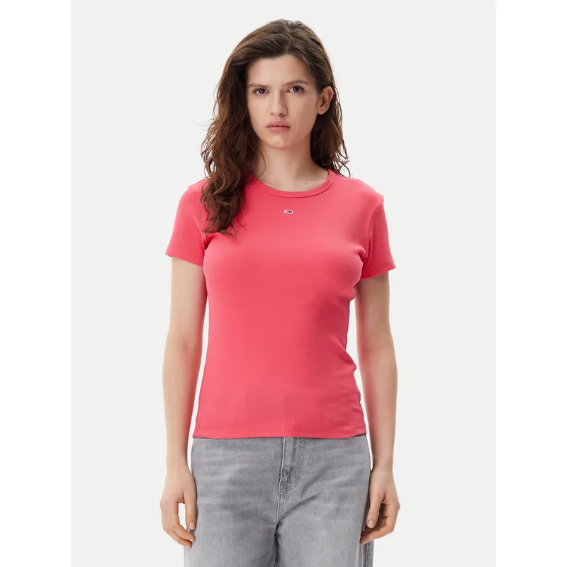 Tommy Jeans T-Shirt Essential DW0DW17383 Ροζ Slim Fit